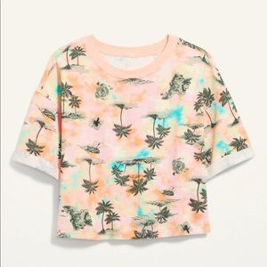 Oversized Crop Top Print Cali-Fleece Sleeve Sweatshirt for Women size L Old Navy